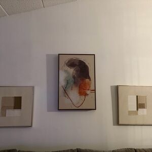 Abstract Art Print with Brown Frame